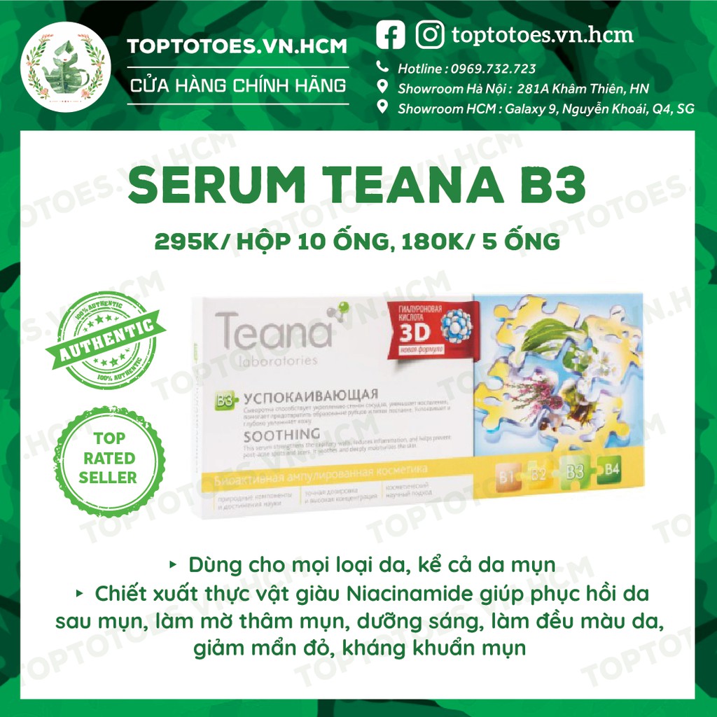 Serum Teana B3 giảm viêm, đỏ, mờ thâm, sẹo mụn, dưỡng sáng đều màu da