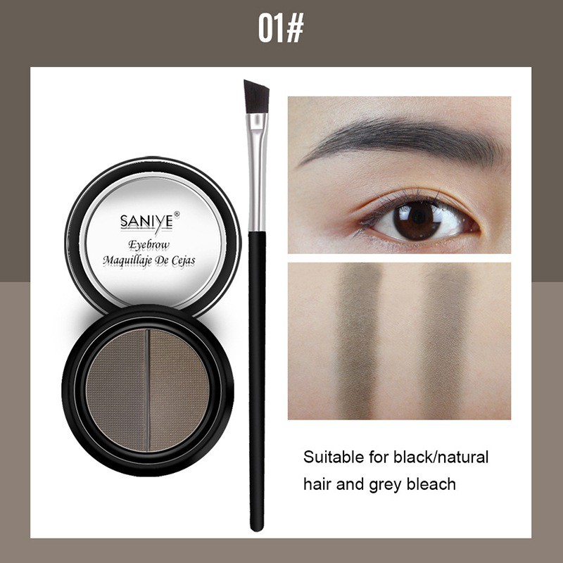 [Hàng mới về] Bảng Phấn Vẽ Lông Mày 3d 2 Màu Sắc Tự Nhiên Kháng Nước Kèm Cọ | BigBuy360 - bigbuy360.vn