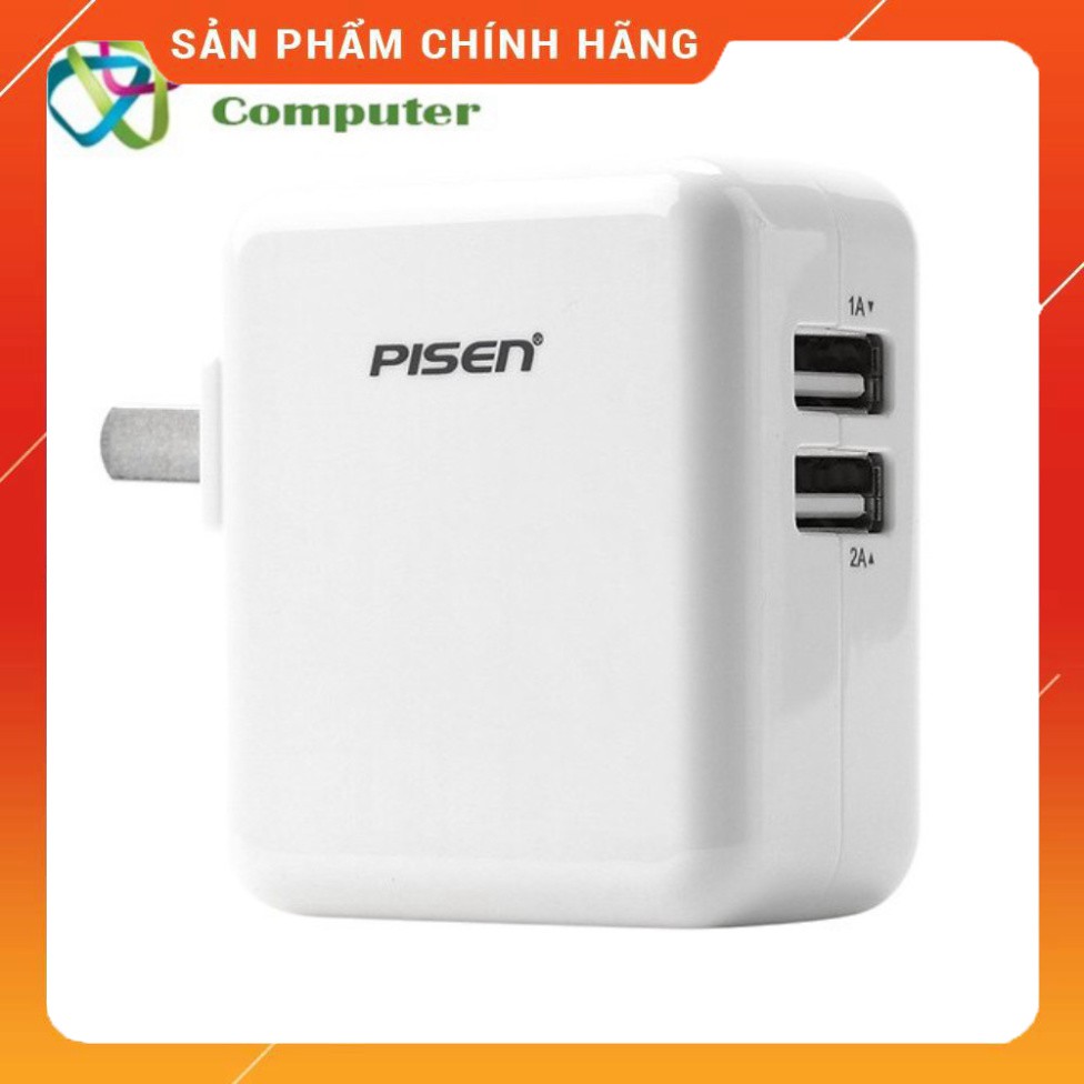 Cốc Sạc Nhanh Pisen Cho IPad 2.4A 2 Cổng USB - BH 1 năm chính hãng [FREESHIP hỏa Tốc 1h]