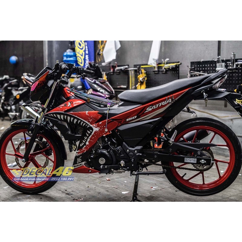 Tem rời satria đỏ đen tem 3 lớp chống bay màu