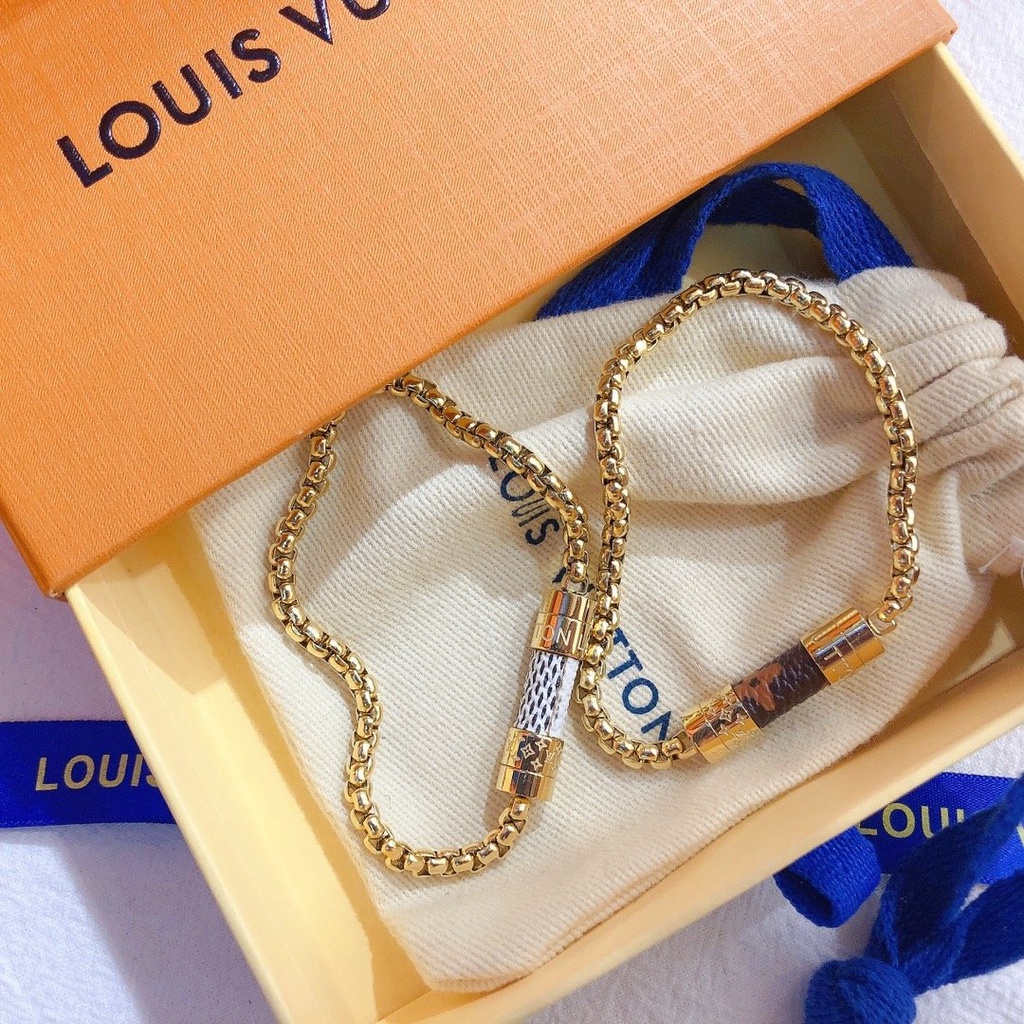 LOUIS VUITTON Vòng Đeo Tay LV Bằng Thép Titan In Logo LV Thời Trang Cho Nữ