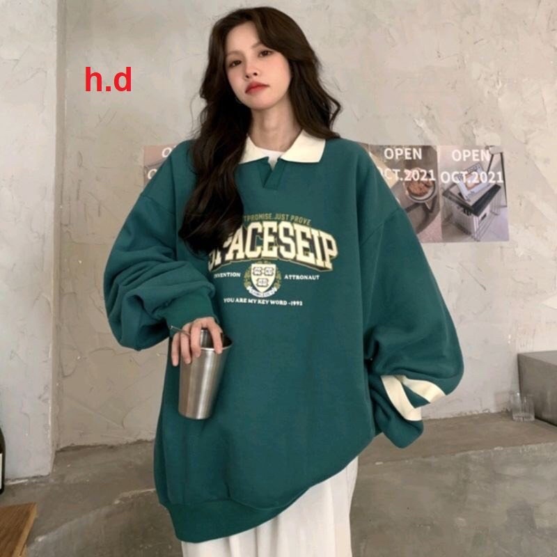 Áo sweater Polo Cổ Bẻ PeaceThun dài tay cặp,lớp Thu Đông chất nỉ bông dày dặn Trend Free ship