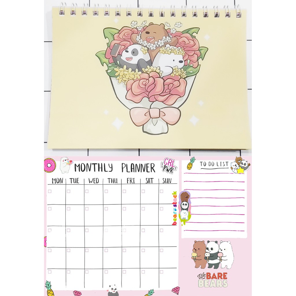 Sổ kế hoạch tháng ba anh em gấu MPI4 Monthly Planner 12 trang