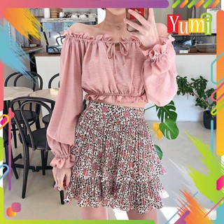 Áo kiểu nữ đẹp tay dài  xếp ly lệch vai  thời trang mới  Av81