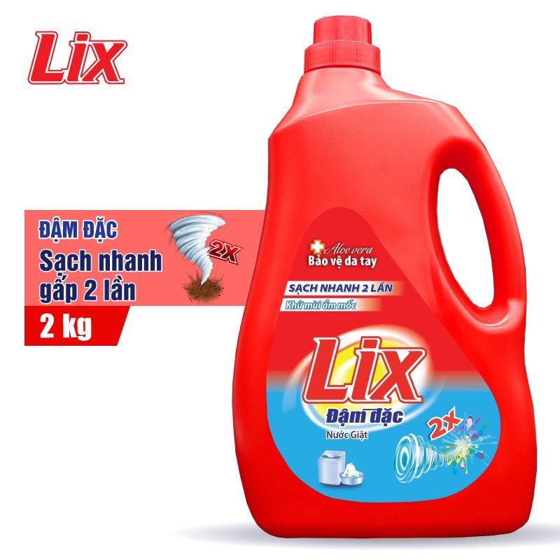 COMBO 2 Nước Giặt LIX Đậm Đặc hương hoa 2Kgx2 - Tẩy sạch cực mạnh vết bẩn