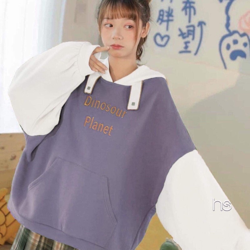 Áo Hoodie Nỉ DINO In Chữ 🦋 Áo Nỉ Ngoại Màu Tím Mũ Đầu Gà 🦋 | BigBuy360 - bigbuy360.vn