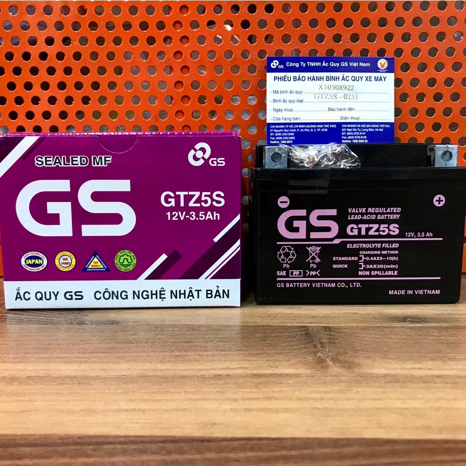 Bình Ắc Quy GS (GTZ5S) cho xe Wave RS, Airblade 110, Exciter, Sirius,....