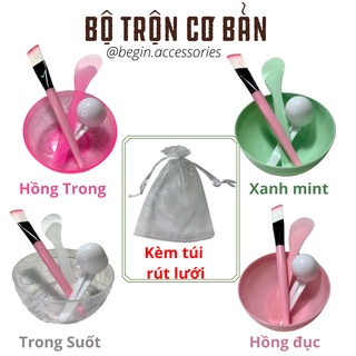 [Freeship] Combo cơ bản Bộ trộn đắp mặt nạ, chén, cọ, thìa (muỗng)
