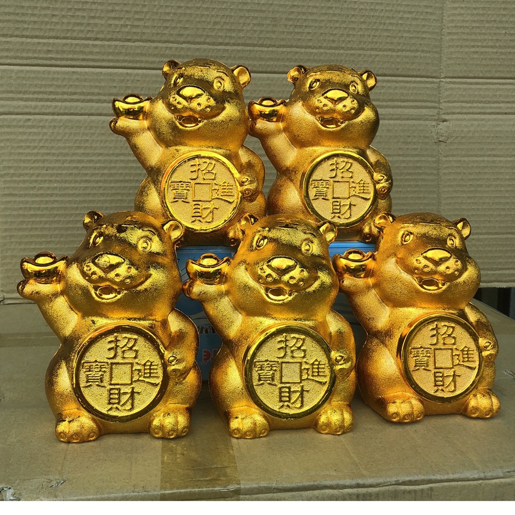 Hổ vàng tài lộc đựng tiền tiết kiệm năm mới - Hổ vàng có nắp đút tiền tiết kiệm may mắn 01495