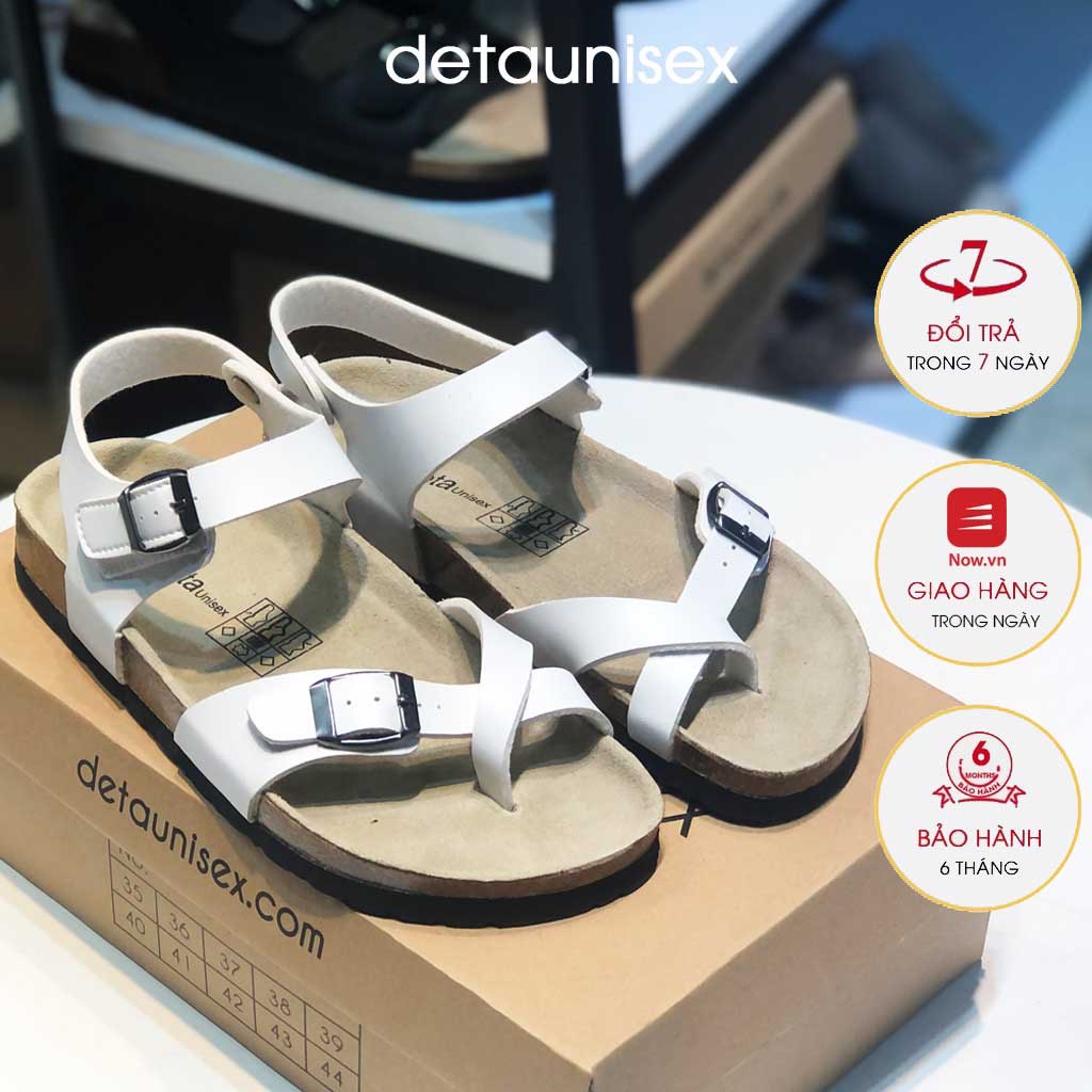 GIÀY SANDAL ĐẾ TRẤU XỎ NGÓN BIRKEN DA PU TRẮNG - SATA22T