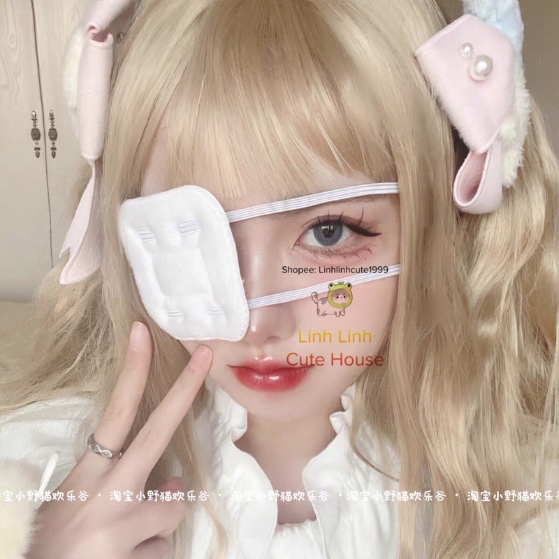 Băng Bông Che Mắt / Bịt Mắt Trắng Cosplay Phong Cách Nhật Bản