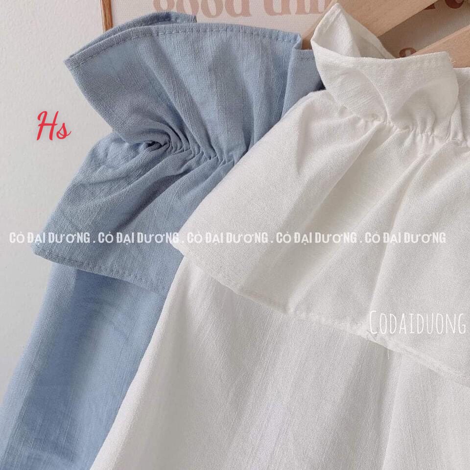 Áo trễ vai bèo tầng chun tay , chất vải xịn - Shop Q&amp;V