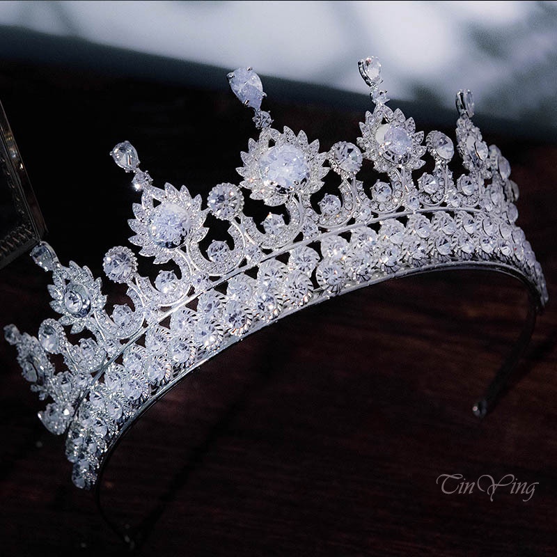 GETNOIVAS Vương Miện Hợp Kim Đính Đá Zircon Lấp Lánh Sang Trọng Cho Cô Dâu