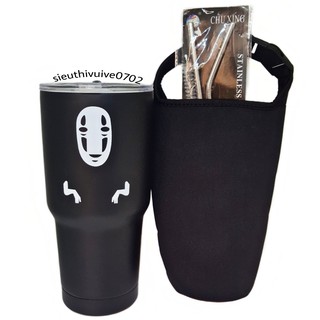 《NO FACE》 BỘ LY GIỮ NHIỆT VÔ DIỆN KAONASHI ĐEN NHÁM 900ML