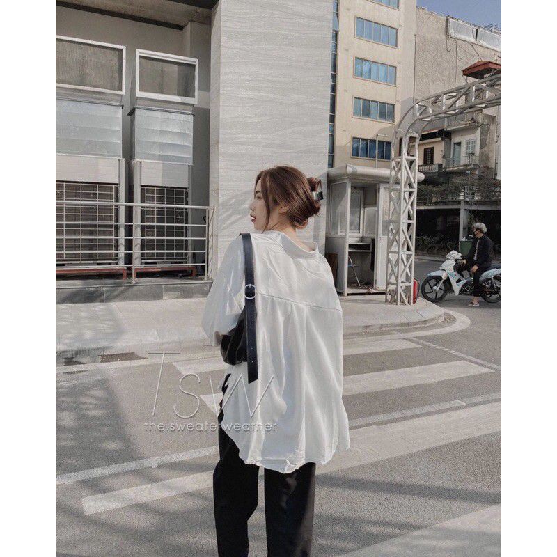 Áo sơmi oversize cột dây.