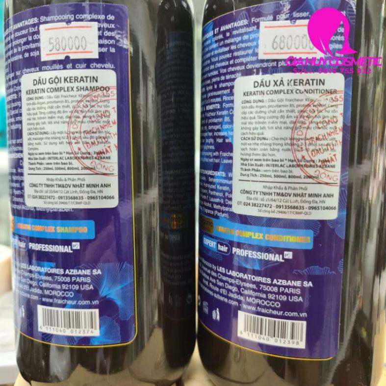 Dầu gội xả phục hồi tóc Keratin Fraicheur 500ml -  800ML*2