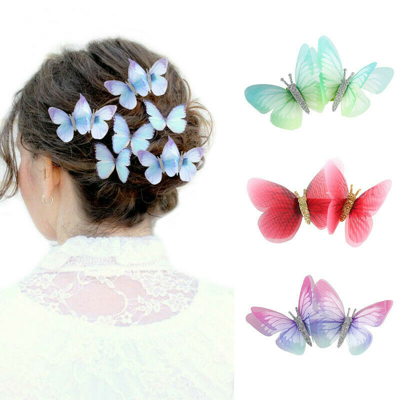 Set 2 Kẹp Tóc Hình Bướm 3d Cho Nữ