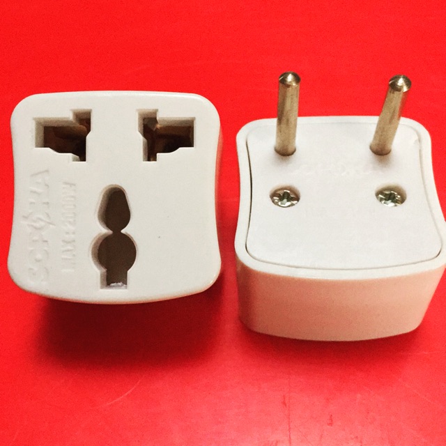Đầu nối chuyển đổi phích cắm 3 chấu thành 2 chấu/ Đầu nối ổ điện 3 chấu chia 2 chấu Sopoka chống chá