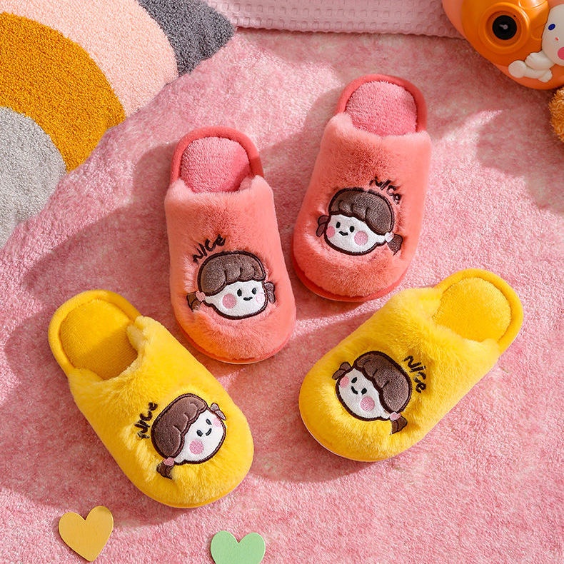 Dép Bông Đi Trong Nhà Họa Tiết Hoạt Hình Dễ Thương Cho Bé Yêu