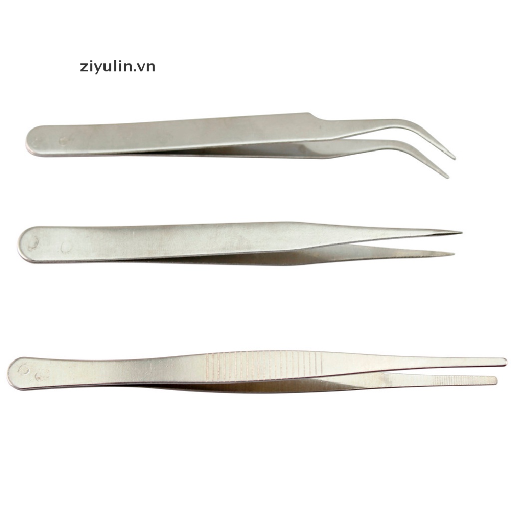 Bộ 3 Nhíp Sửa Chữa Điện Tử Bằng Thép Không Gỉ ziyulin