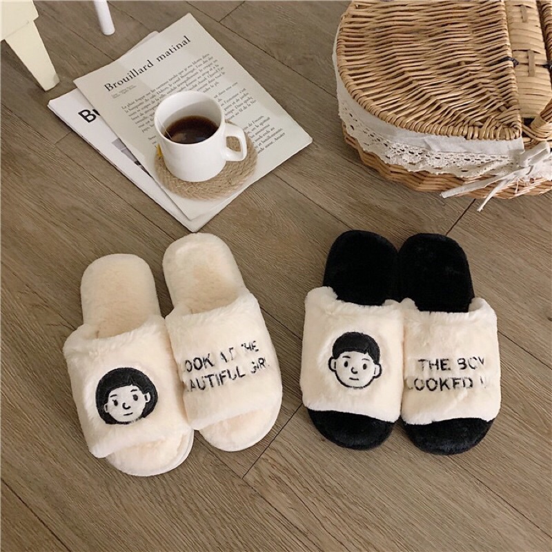 Dép bông mặt nam nữ đi trong nhà kèm ảnh thật