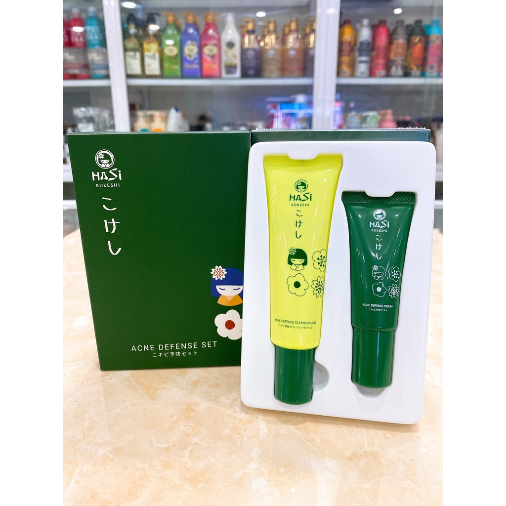 Set 2 Món Hỗ Trợ Giảm Mụn HaSi Kokeshi Acne Solution 10 Day Treatment