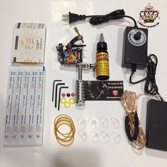 Combo bộ 1 máy xăm học viên Dragon + phụ kiện mẫu X1