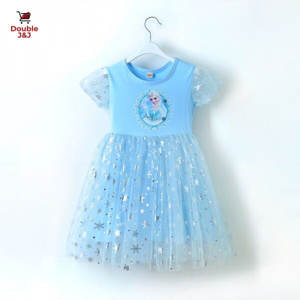 Ice Girl Phiêu lưu Lâu đài khiêu vũ Snow Queen Dress Trẻ em Váy lưới Tiên Cô gái Aisa Princess Dress Ngắn tay áo mỏng Váy