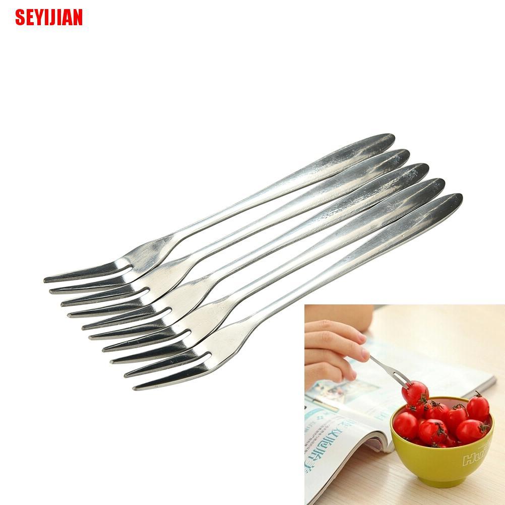 Set 5 / 10 Nĩa Ăn Trái Cây Hai Răng Bằng Thép Không Gỉ Cao Cấp