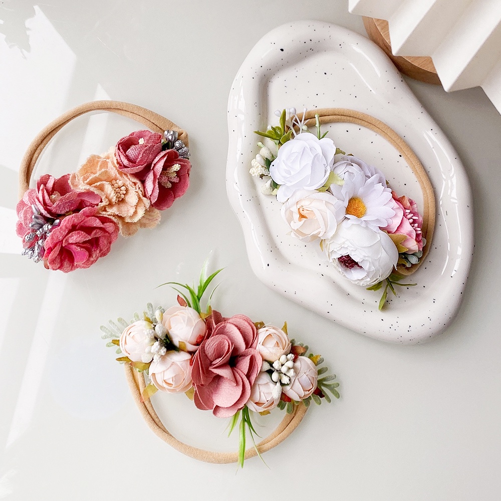 RainBow Bows 1 Băng Đô Quấn Đầu Đính Hoa Nhân Tạo Cho Bé Gái