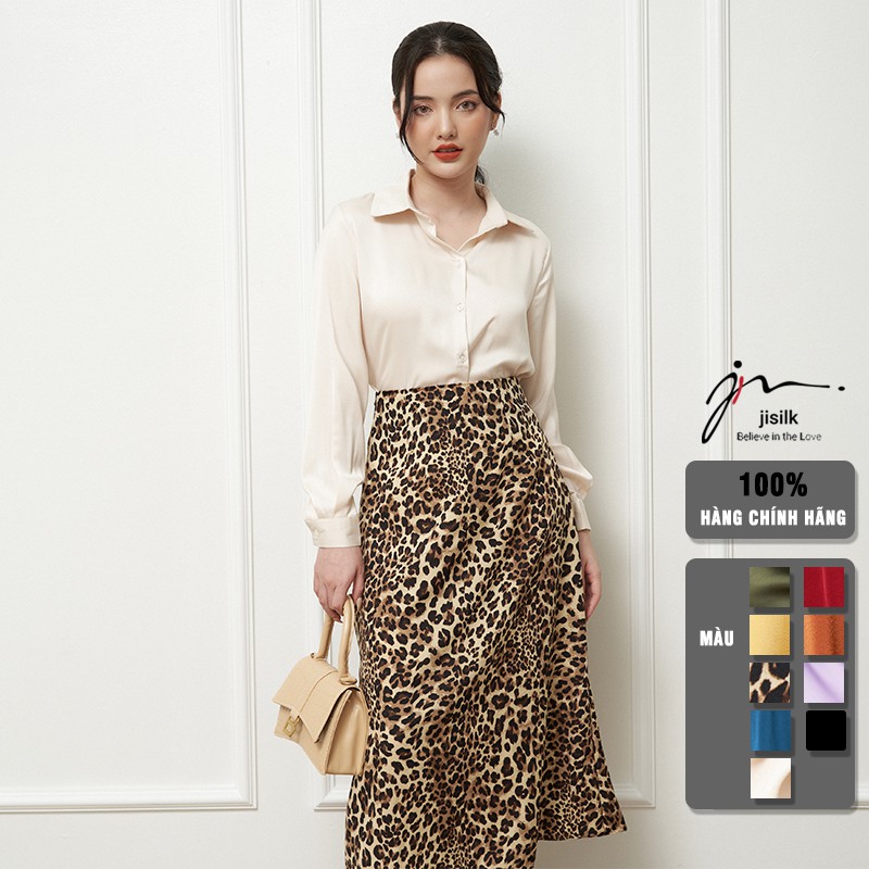 Chân váy lụa chữ a đi làm công sở nữ, chân đầm dài satin đen be trơn dáng suông Simplato L.CVD-01 - jisilk