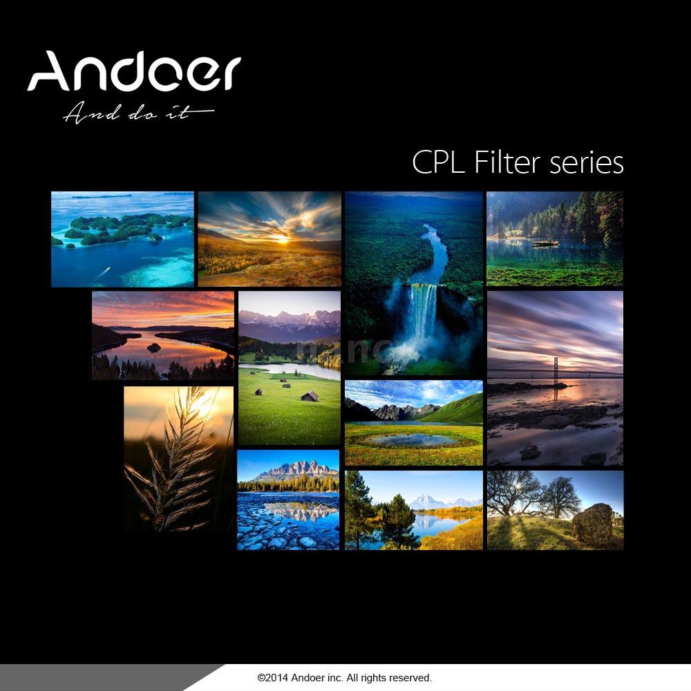 Andoer 58mm Digital Slim CPL Circular Polarizer Polarizing Glass Filter for Canon Nikon Sony DSLR Camera Lens