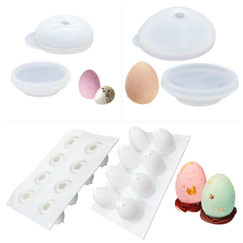 Khuôn Silicone Tạo Hình Làm Bánh Kẹo Hình Trứng Phục Sinh Nhiều Màu 3D