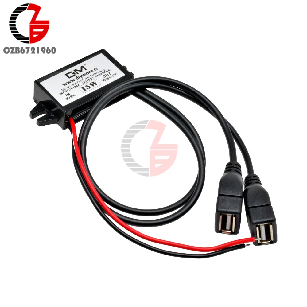 DC-DC 12V to 5V 3A Step Down Power Converter Adapter Inverter Dual USB Step-down Over Current Voltage Short Circuit Protection | BigBuy360 - bigbuy360.vn
