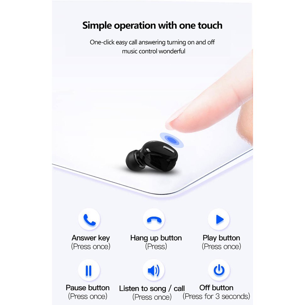 【SUN】Headset In-Ear Wireless 5.0 Earphone HiFi Mic Sports Handsfree Earphones
