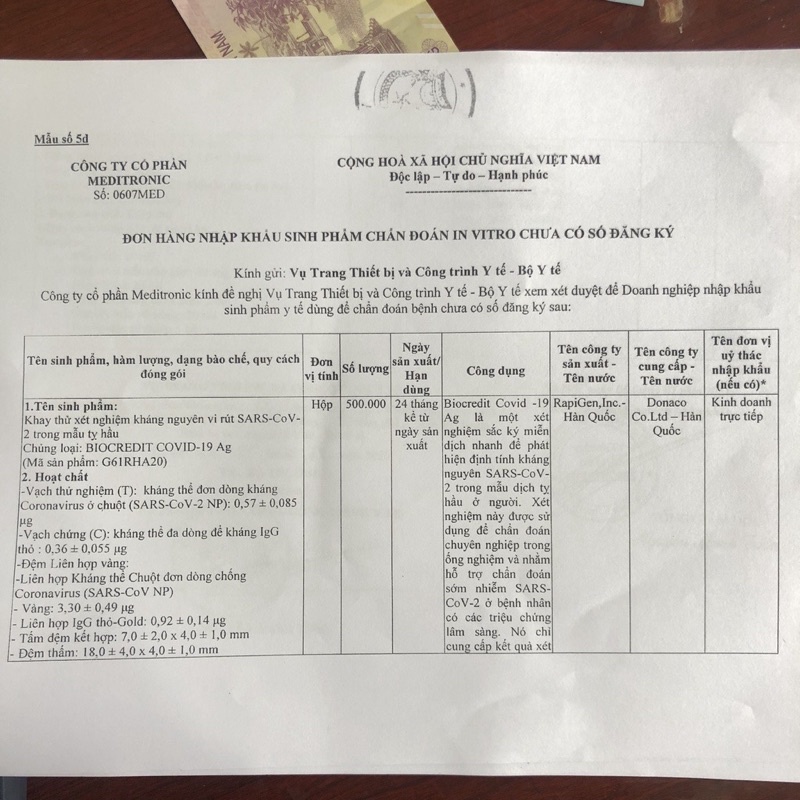 Kit Test Nhanh Covid-19 Biocredit Ag Hàn Quốc