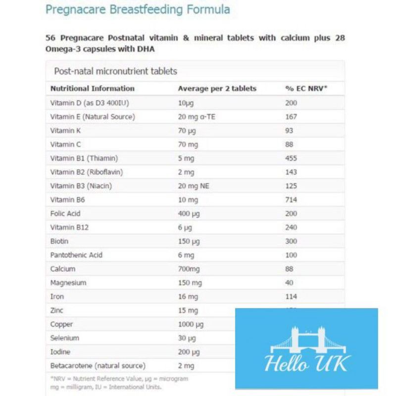 [Có Bill Anh] Vitamin tổng hợp Pregnacare Breast feeding Bú Anh 84 viên