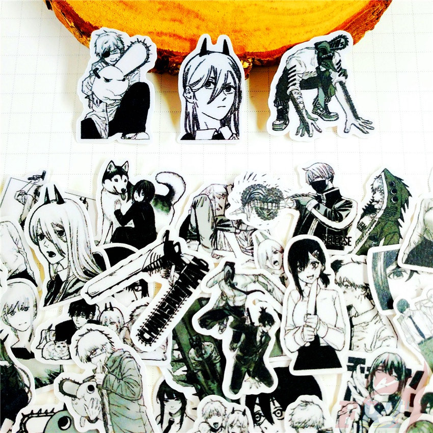 Set 60 miếng dán trang trí sổ tay/ album ảnh phong cách Chainsaw Man Q-1 DIY size 2-3 cm