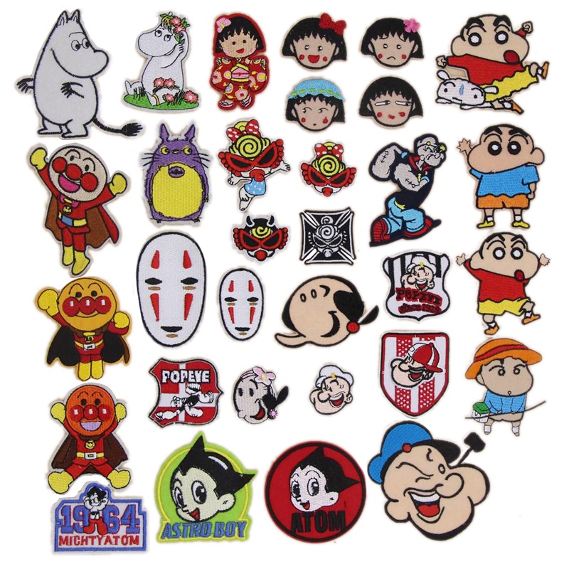 Miếng Dán Trang Trí Quần Áo Thêu Nhân Vật Hoạt Hình Shin-Chan Hayao Miyazaki Popeye
