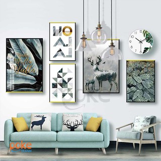 Tranh treo tường canvas- bộ 5 tranh tuần lộc