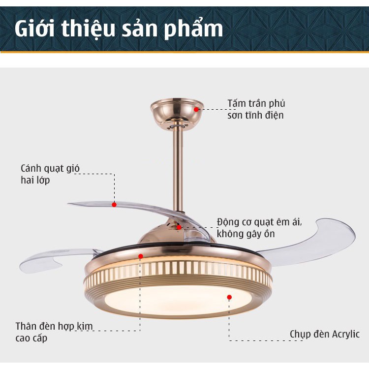 Đèn quạt trần MONSKY FITEN trang trí độc đáo, động cơ đồng nguyên khối chạy siêu êm, siêu mát [ ẢNH THẬT 100%].