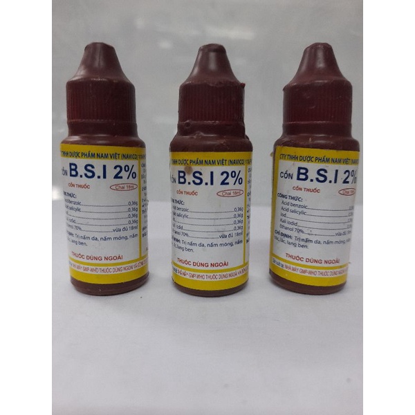 Cồn BSI_bôi ngoài da hiệu quả với nấm da,nấm móng,lác lang ben.chai 18 ml