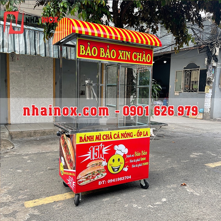 Xe bánh mì chả cá mái vòm SP0045