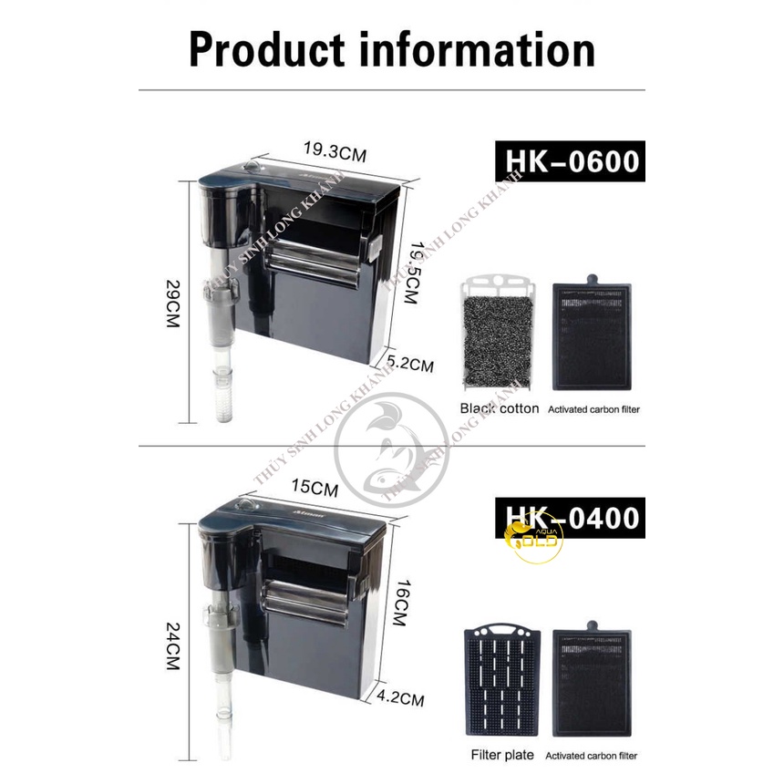 Lọc Thác Atman HK 0100 | 0300 | 0400 | 0600 - Lọc Thác Đa Năng Có Hút Mặt Cho Bể Cá Cảnh Thuỷ Sinh -THỦY SINH AQUAGOLD