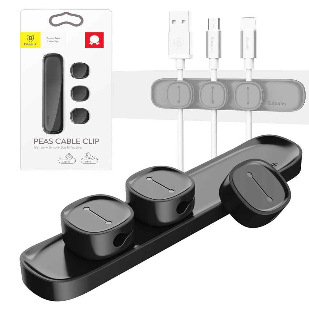 Kẹp cố định dây cáp Baseus Peas Cable Clip ACWDJ-01/03/09 giữ gọn gàng bàn làm việc văn phòng gia đình giá rẻ chính hãng