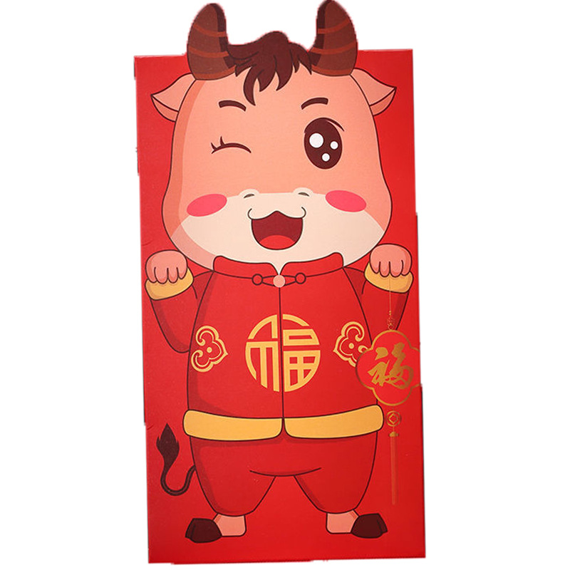6Pcs 2021 Chinese New Year Red Envelopes / Lunar New Year of the Ox Lucky Envelope / New Year's Red Eve bags