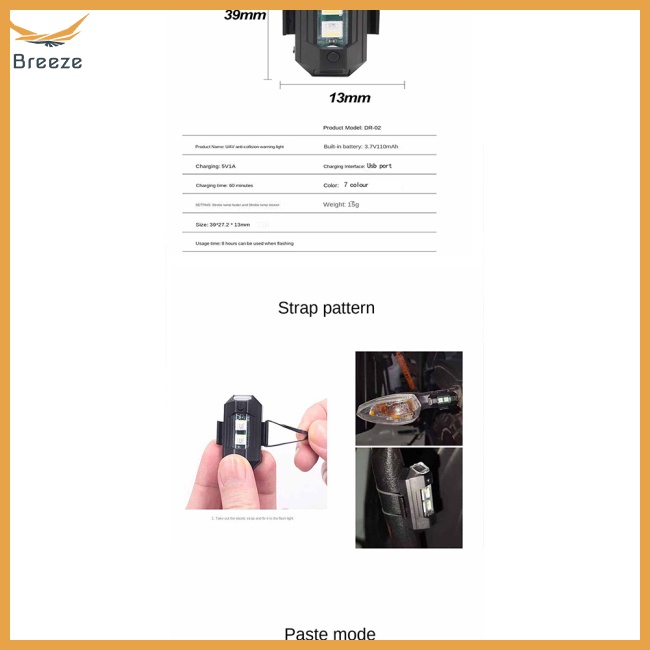 Đèn Led Cảnh Báo Gắn Đuôi Xe Máy Bay Điều Khiển Từ Xa Có Thể Sạc Lại