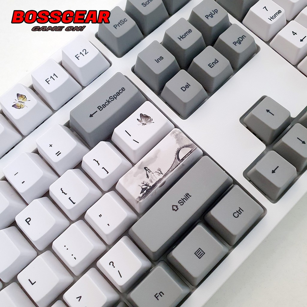 Bộ Keycaps Thủy Mặc Black Ink cực đẹp PBT 113 phím OEM profile DYE SUB 5 mặt ( Lắp được cho layout 65,66,68,... )