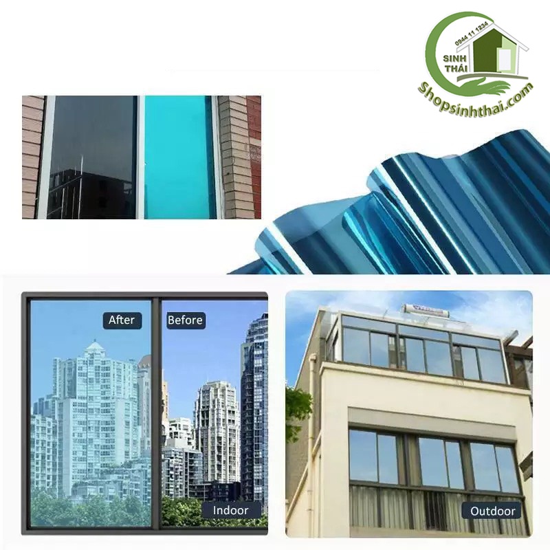 Giấy dán kính một chiều chống nhìn cho cửa màu xanh lá  - Giấy decal phản quang - có sẵn keo