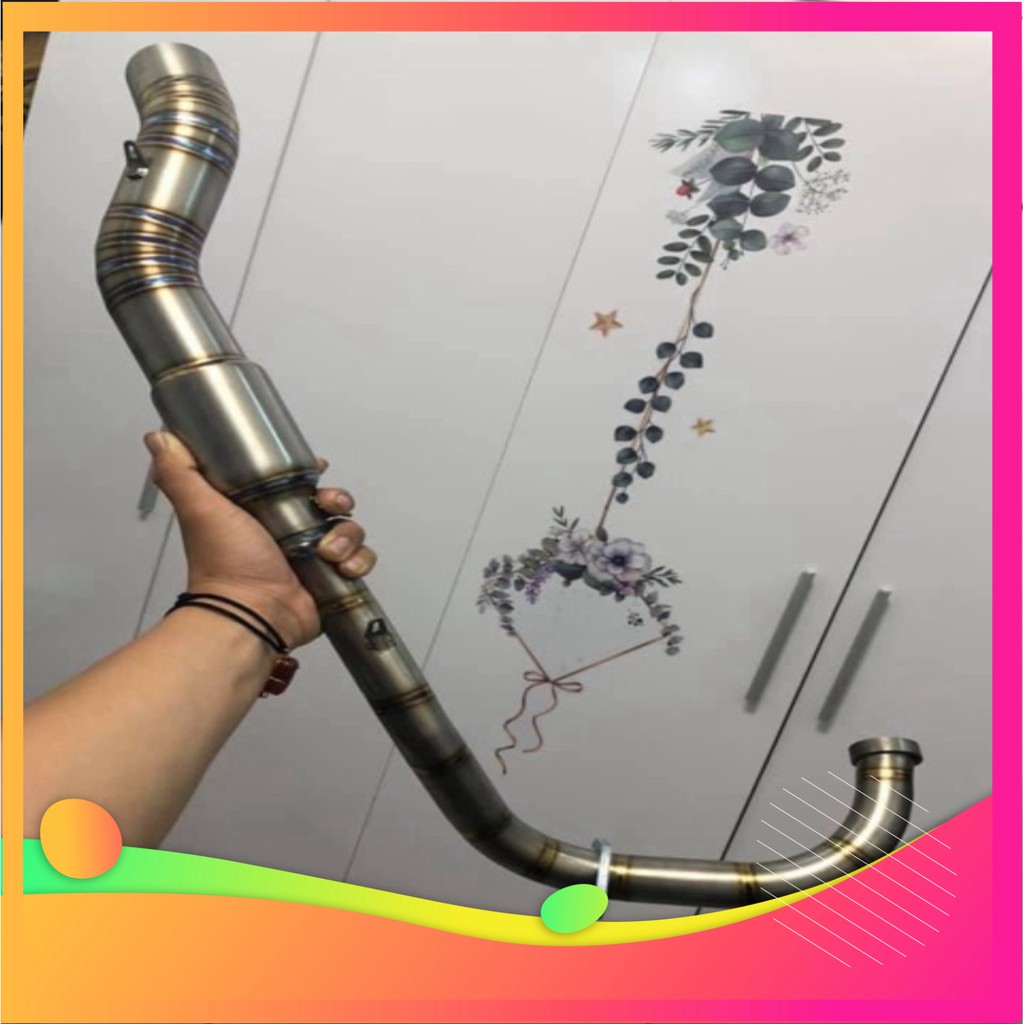 Hahong shop Cổ pô kiểu dáng wrx bầu hơi tổ ong 2 khúc titan inox 304. ex150 ex gsx r150 s150 r15 fz150i fz155 xsr155 tfx